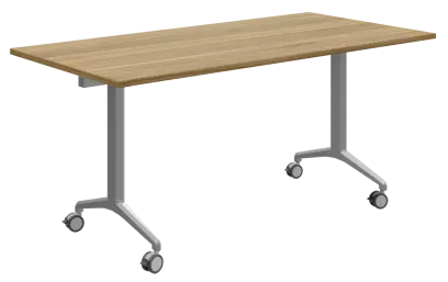 SLKP 160/80 Pojízdný skládací stůl 1600 x 800 mm, deska ořech světlý/nohy stříbrný lak